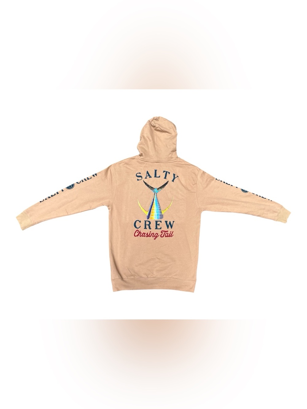 New Men’s Large Salty Crew Beige "Chasing Tail" Pullover Hoodie